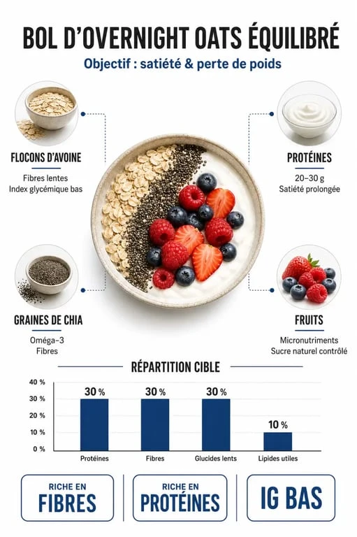Infographie nutritionnelle pour overnight oats perte de poids