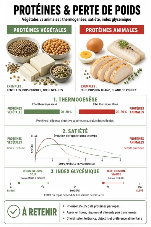 Infographie comparative des protéines végétales pour maigrir et leurs bienfaits métaboliques