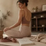 Hatha yoga c est quoi : posture assise sur tapis et accessoires
