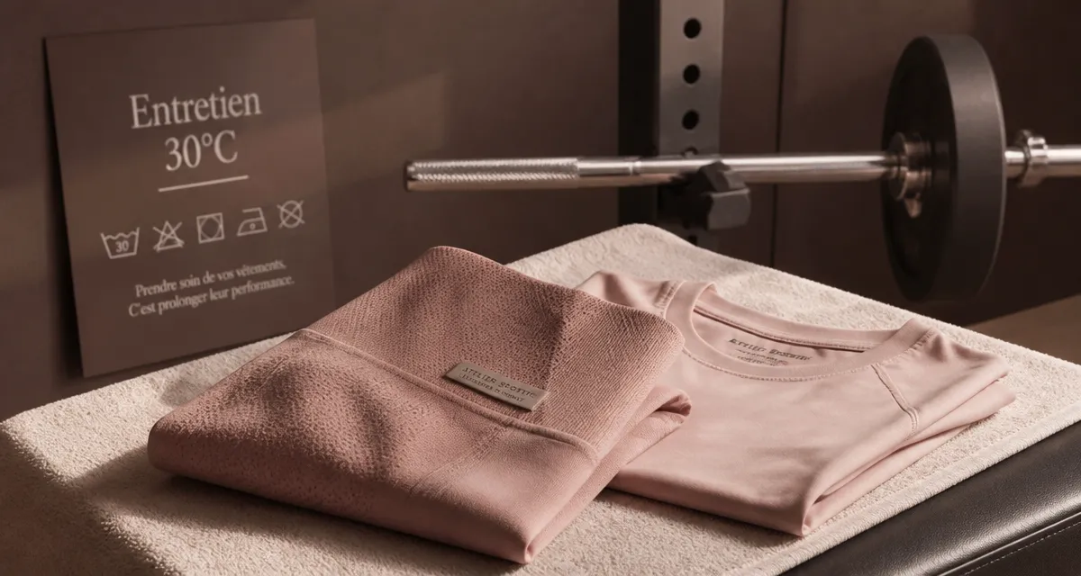 Vêtement musculation : legging et t-shirt en salle de sport, coupe et lavage à 30°C