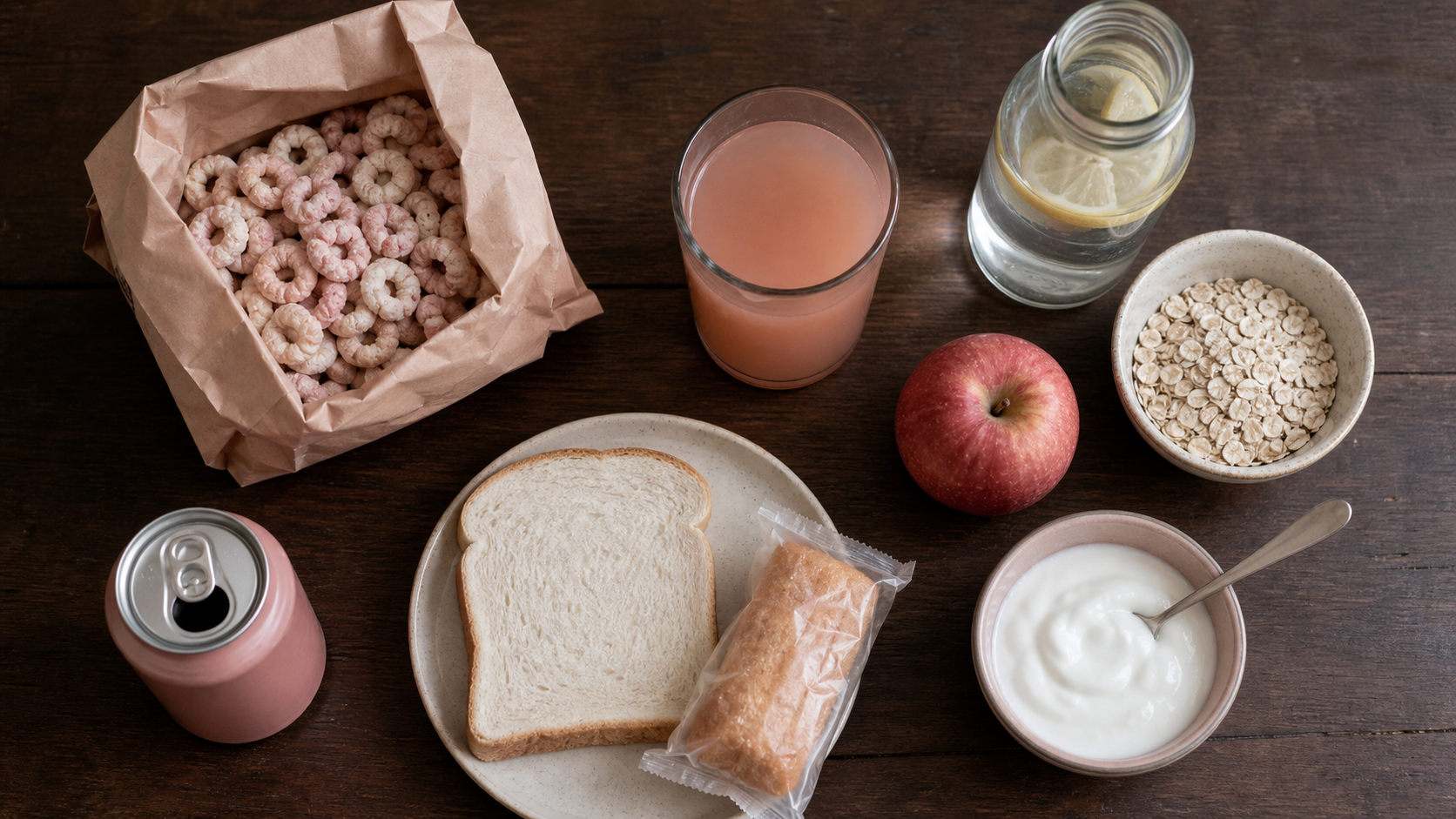 10 aliments a eviter pour maigrir : soda, céréales sucrées et jus industriel vs eau et yaourt nature
