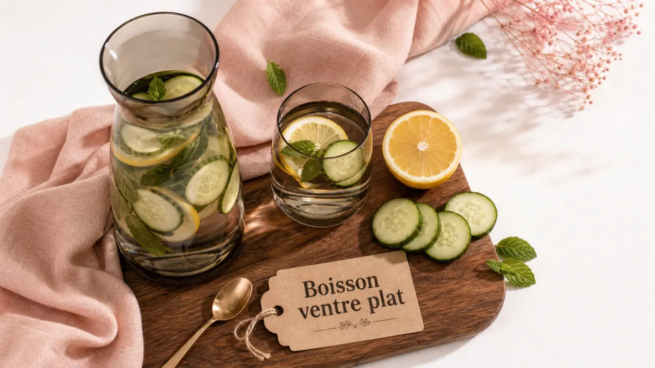 Boisson pour ventre plat : eau infusée concombre, citron, menthe