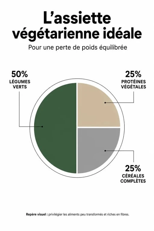 Composition d'une assiette végétarienne équilibrée pour perdre 10 kilos