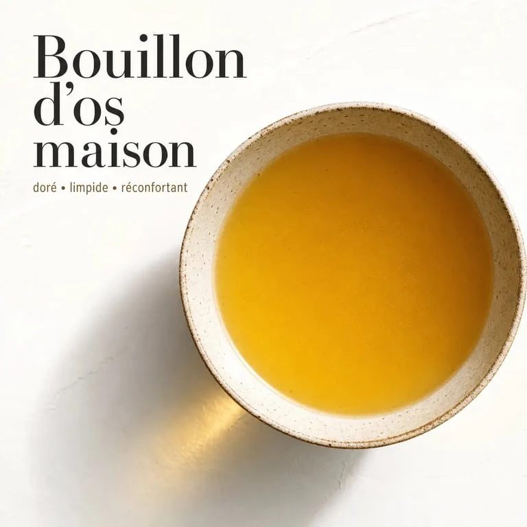 Bol de bouillon d'os maison pour fabriquer du collagène naturel