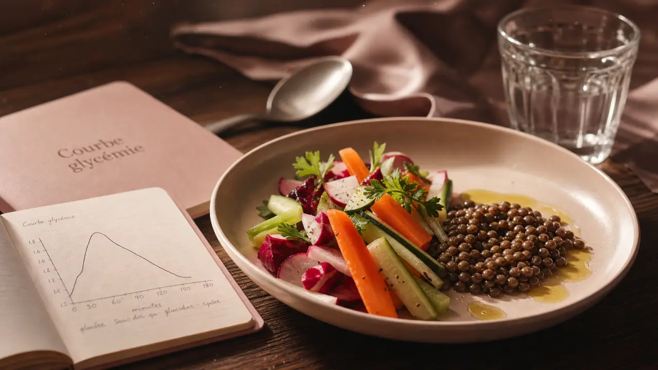 Assiette et carnet « Courbe glycémie » : faire baisser la glycemie pour la perte de poids