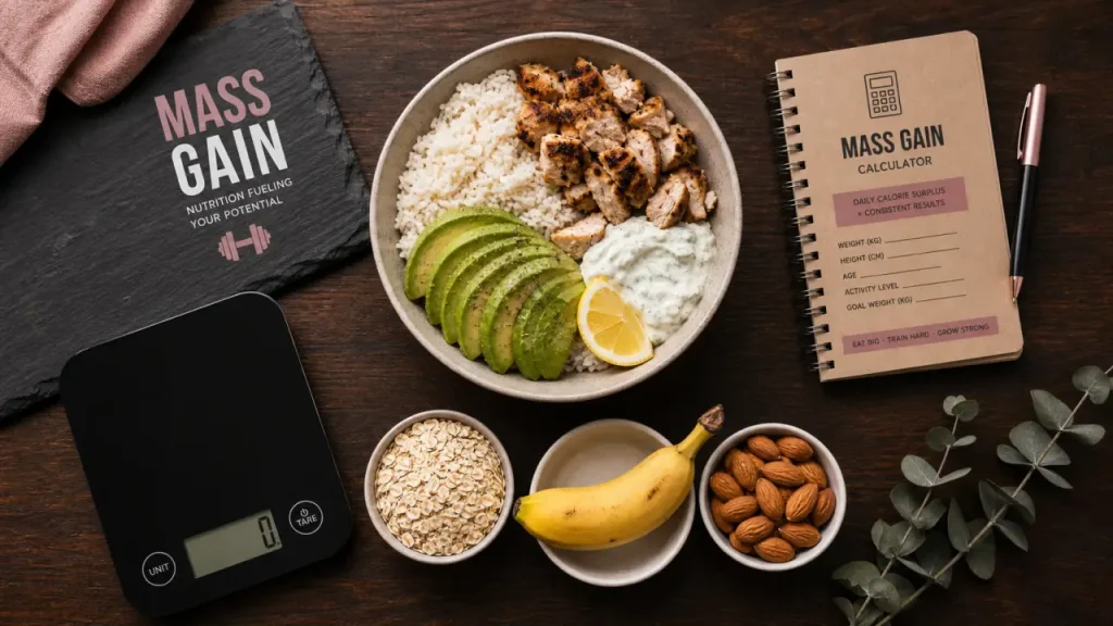Manger prise de masse avec surplus 300-500 kcal : repas riz poulet avocat