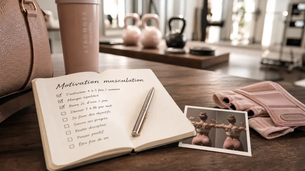 motivation musculation avec 2 séances réalistes, carnet checklist