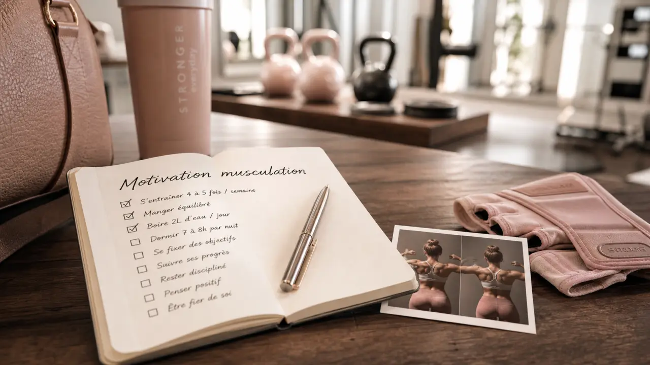 motivation musculation avec 2 séances réalistes, carnet checklist