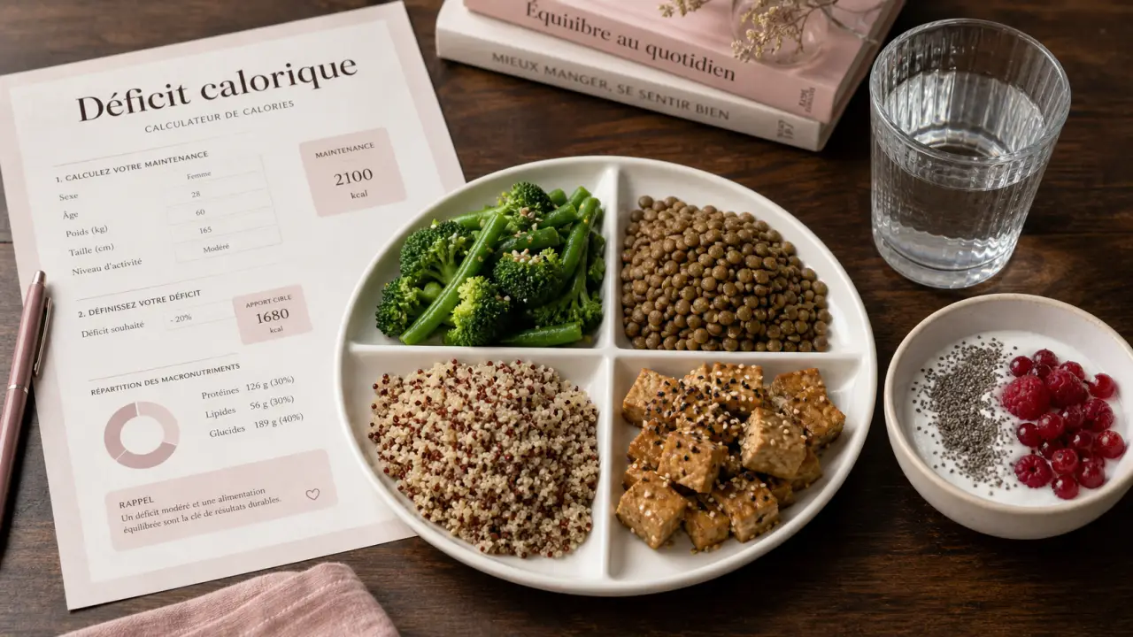 Régime vegetarien pour perdre 10 kilos : assiette lentilles quinoa tofu