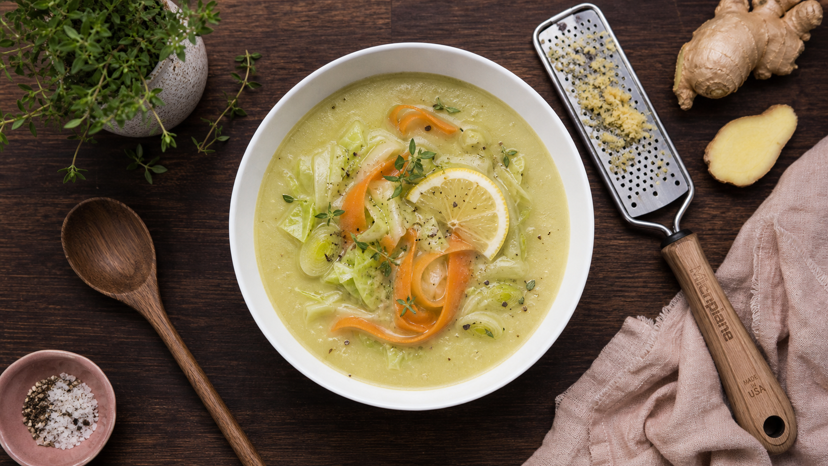 Soupe detox ventre plat, velouté vert pâle