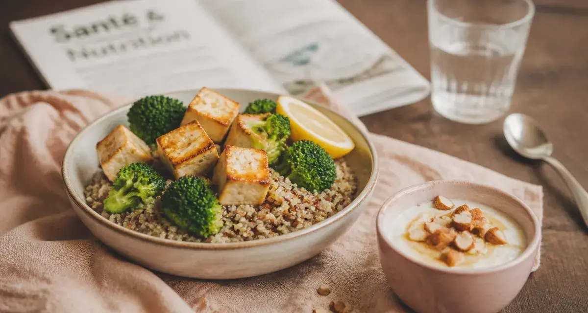 Aliments riches en proteines pour personnes agees : quinoa, tofu et yaourt grec