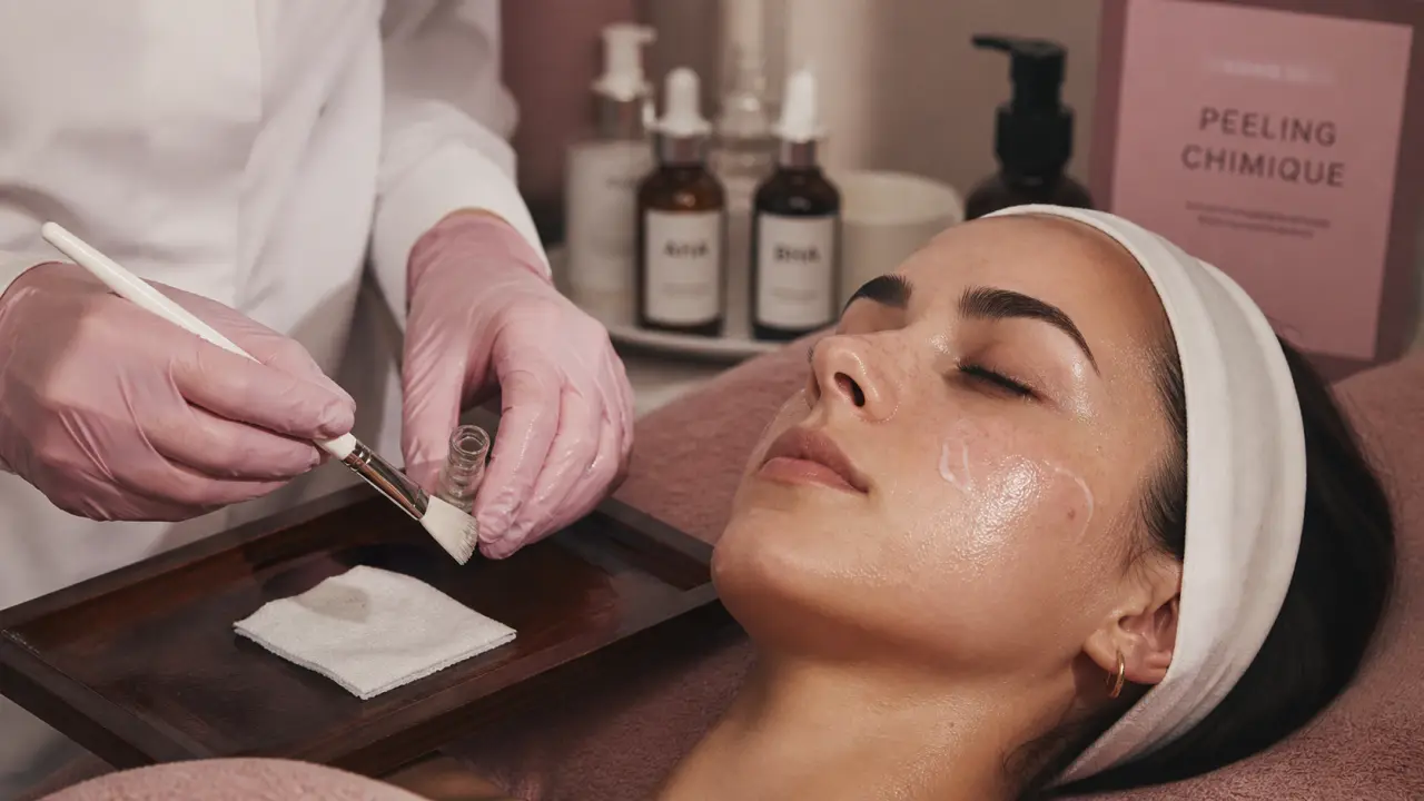C’est quoi un peeling : esthéticienne applique des acides AHA/BHA, précautions