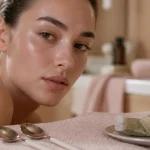 Comment cacher ses cernes sans maquillage : cuillères froides et thé vert sur peau du contour des yeux