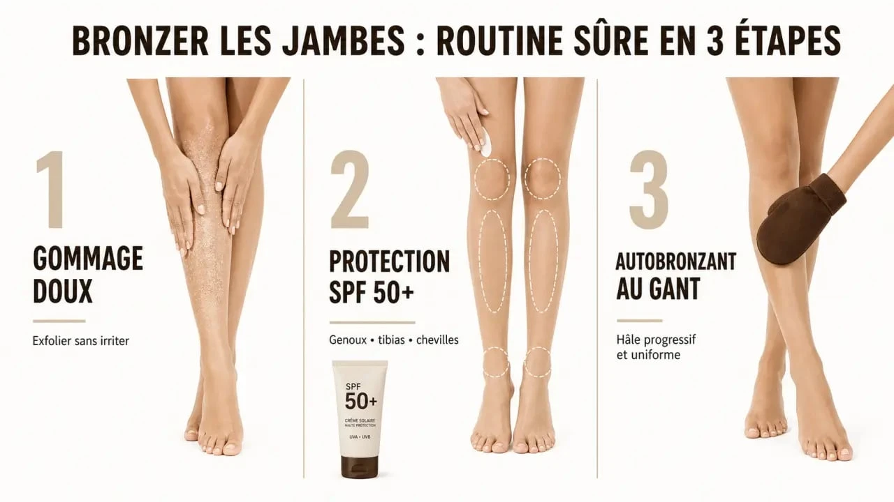 Comment bronzer des jambes : routine en trois étapes pour exfolier, protéger et appliquer un autobronzant