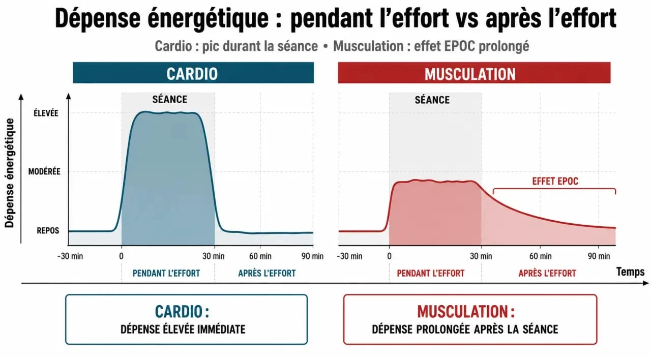 Comparatif visuel entre cardio et musculation pour maigrir par la musculation