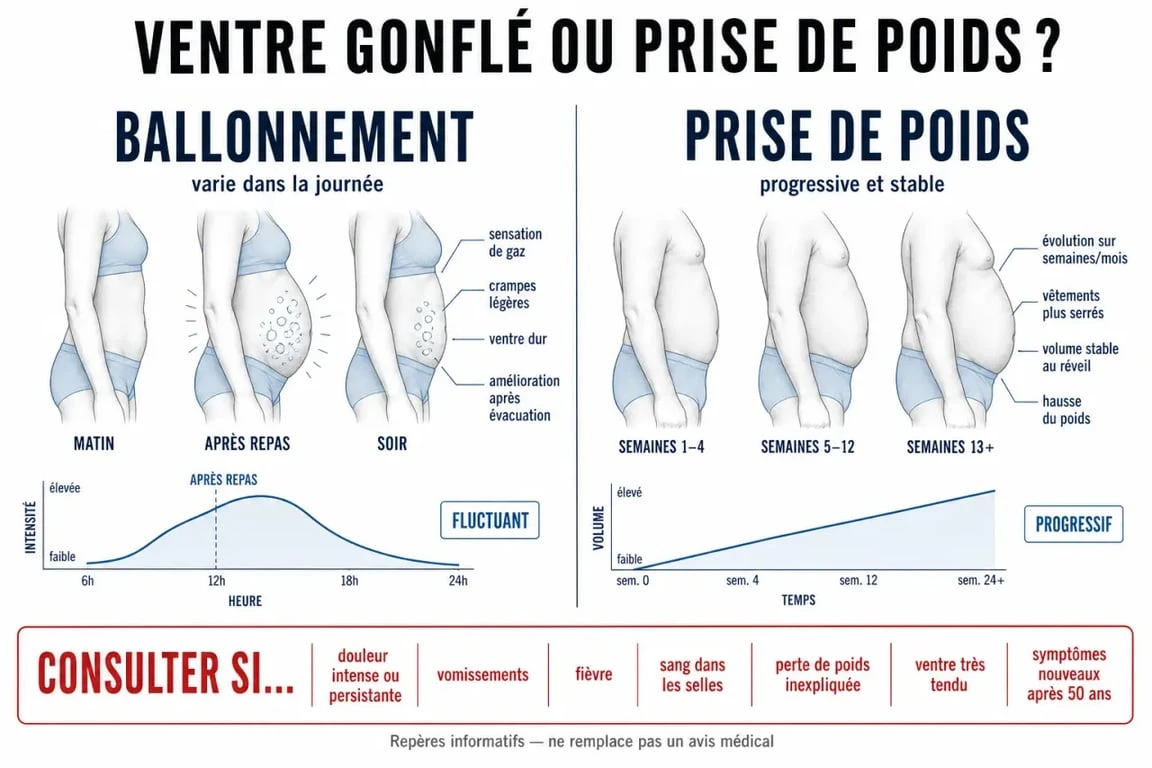 Comment degonfler du ventre : différence entre ballonnement et prise de poids