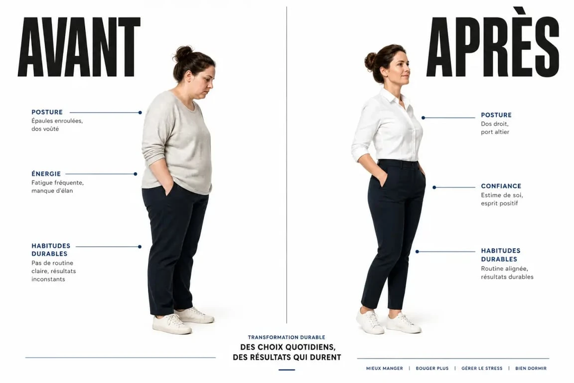 Avant et après un régime : comparaison visuelle d’une transformation saine et progressive