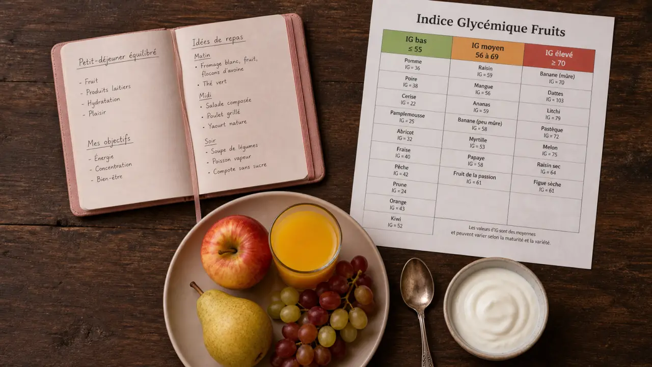 Indice glycemique des fruits tableau : IG bas, moyen et élevé