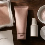 Meilleur peeling visage pharmacie AHA BHA enzymes sur table bois