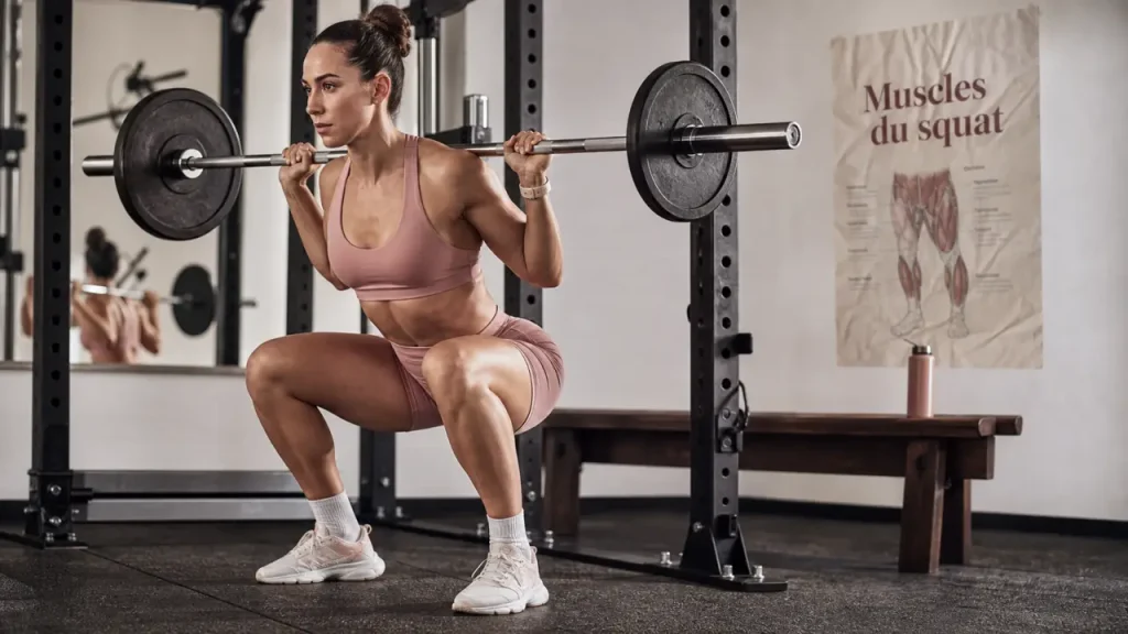 Quel muscle travaille les squat : quadriceps et fessiers