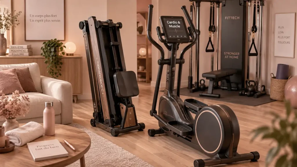 Appareil de sport qui fait travailler tout le corps : rameur et vélo elliptique à domicile