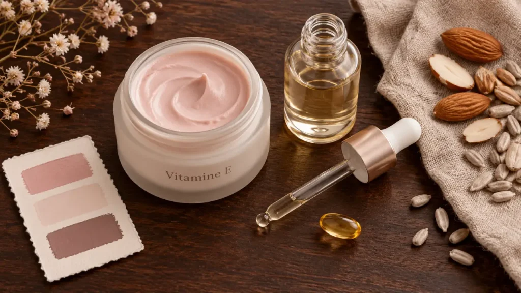 Bienfaits vitamine E pour la peau : crème visage antioxydante