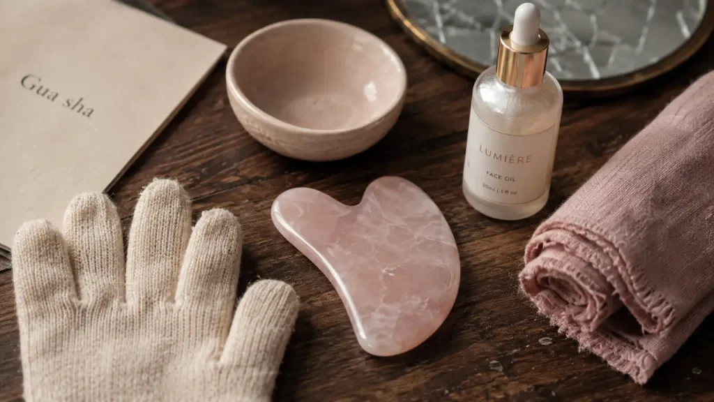 Gua sha bienfaits : pierre quartz rose pour massage du visage