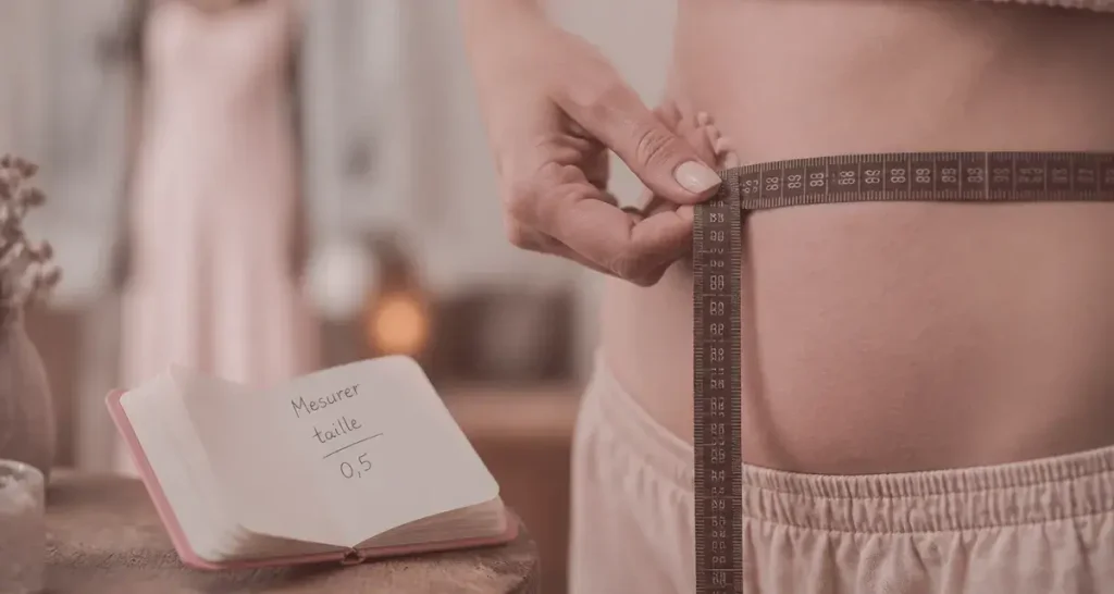 Perdre tour de taille : mètre ruban sur la taille