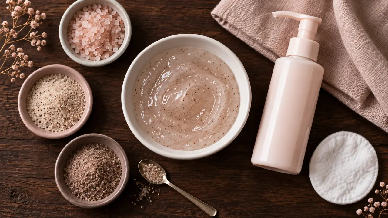 Exfoliant définition : gel exfoliant translucide, grains fins et coton pour peau nette